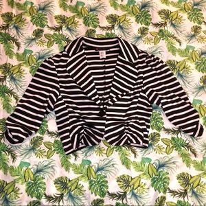 CROPPED BLAZER BUTTON & CINCHED STRIPED